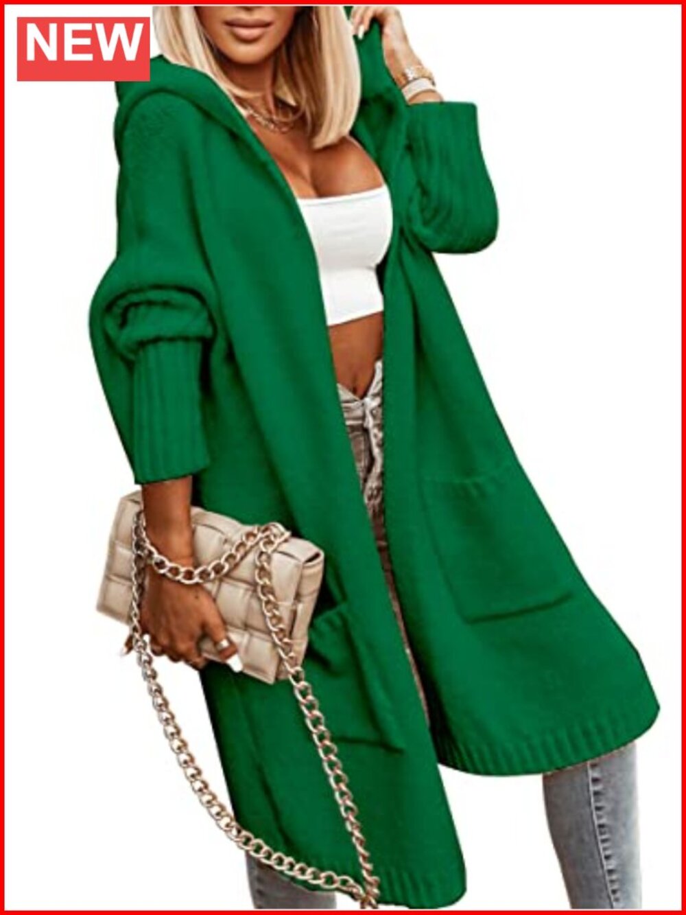 Long Hooded Cardigan Cable Knit Chunky Sweater Coat Oversized